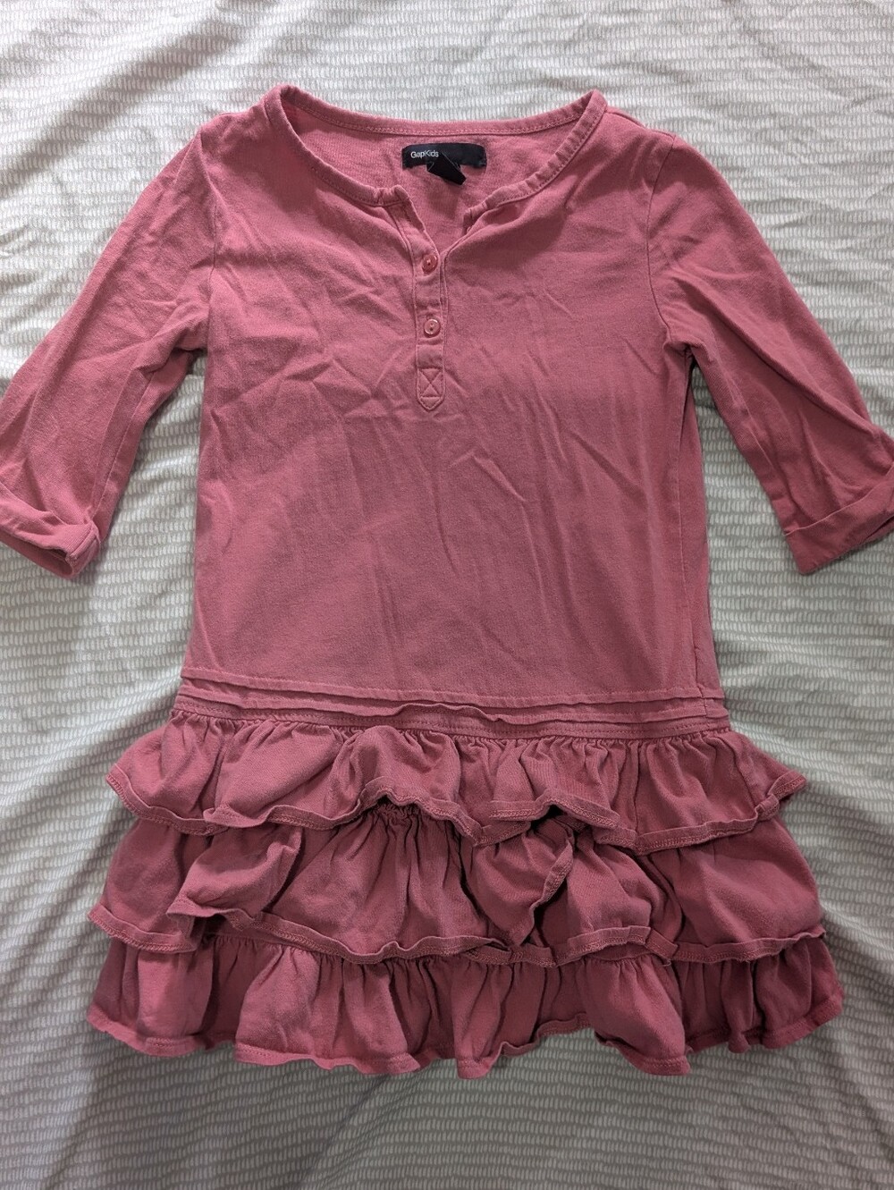 GAP Girls' Ruffle Henley Dress - Dusty Rose XS 4/5 *P4